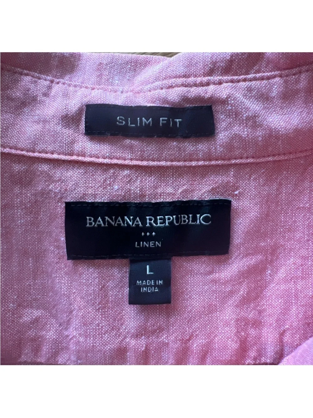 Banana Republic Coral Short-Sleeve Linen Button-Up Shirt Size L